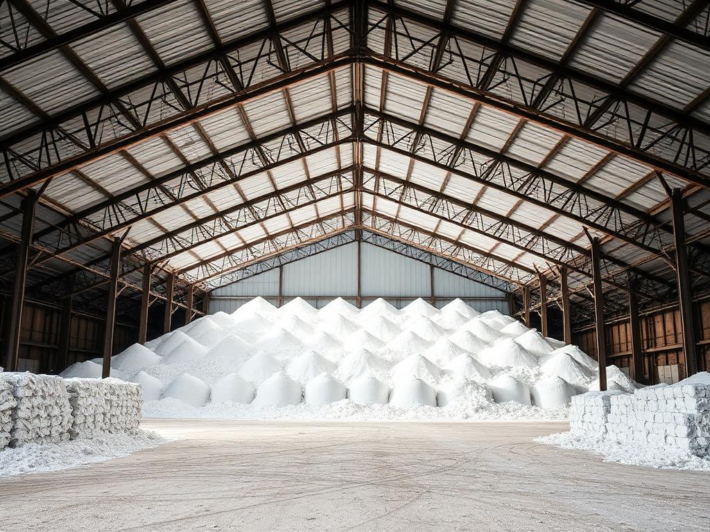 Large covered salt warehouse